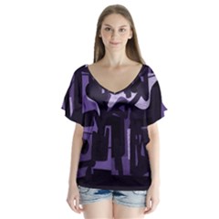 Abstract Art Flutter Sleeve Top by ValentinaDesign