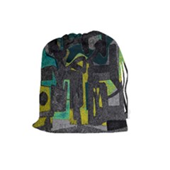Abstract Art Drawstring Pouches (large)  by ValentinaDesign