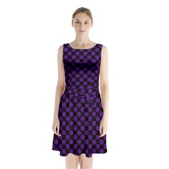 Pattern Sleeveless Waist Tie Chiffon Dress by ValentinaDesign