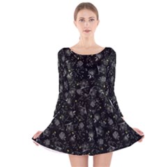 Floral Pattern Long Sleeve Velvet Skater Dress by ValentinaDesign