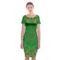 Summer Landscape In Green And Gold Classic Short Sleeve Midi Dress View1