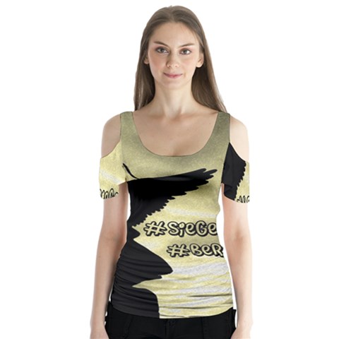Berlin Butterfly Sleeve Cutout Tee  by Valentinaart