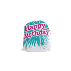 Happy Brithday Typographic Design Drawstring Pouches (xs)  by dflcprints