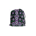 Fantasy Flower Forest  In Peacock Jungle Wood Drawstring Pouches (Small)  View1