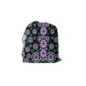 Fantasy Flower Forest  In Peacock Jungle Wood Drawstring Pouches (Small)  View2
