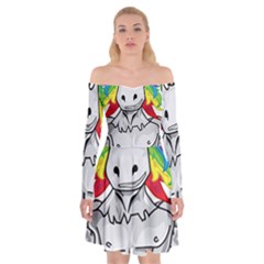 Angry Unicorn Off Shoulder Skater Dress by KAllan