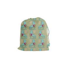 Ice Skates Background Christmas Drawstring Pouches (small)  by Mariart