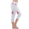 Seamless Pattern Man Meditating Yoga Orange Red Silhouette White Capri Yoga Leggings View3