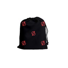 Seamless Pattern With Symbol Sex Men Women Black Background Glowing Red Black Sign Drawstring Pouches (small)  by Mariart