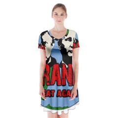 Make Tyranny Great Again Short Sleeve V-neck Flare Dress by Valentinaart