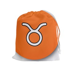 Taurus Symbol Sign Orange Drawstring Pouches (extra Large) by Mariart