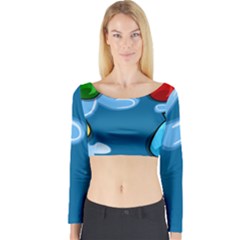 Water Balloon Blue Red Green Yellow Spot Long Sleeve Crop Top by Mariart