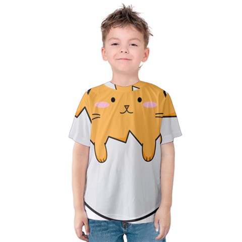 Yellow Cat Egg Kids  Cotton Tee by Catifornia