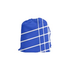 Line Stripes Blue Drawstring Pouches (small)  by Mariart