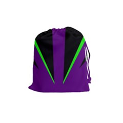 Rays Light Chevron Purple Green Black Line Drawstring Pouches (medium)  by Mariart