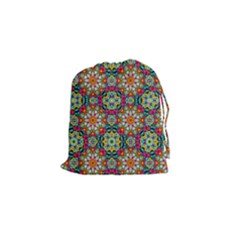 Jewel Tiles Kaleidoscope Drawstring Pouches (small)  by WolfepawFractals