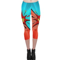 Comic Book Vs With Colorful Comic Speech Bubbles  Capri Leggings  by LimeGreenFlamingo