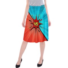 Comic Book Vs With Colorful Comic Speech Bubbles  Midi Beach Skirt by LimeGreenFlamingo