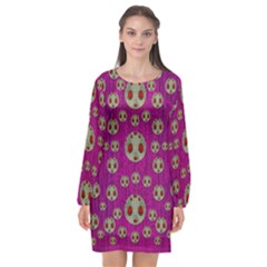 Ladybug In The Forest Of Fantasy Long Sleeve Chiffon Shift Dress  by pepitasart