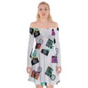 Old cameras pattern               Off Shoulder Skater Dress View1