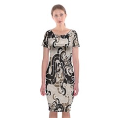Dragon Pattern Background Classic Short Sleeve Midi Dress by BangZart