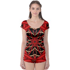 Fractal Wallpaper With Red Tangled Wires Boyleg Leotard  by BangZart