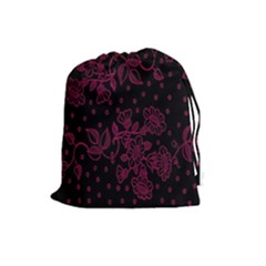 Pink Floral Pattern Background Wallpaper Drawstring Pouches (large)  by BangZart
