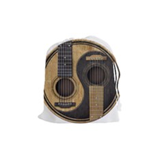 Old And Worn Acoustic Guitars Yin Yang Drawstring Pouches (medium)  by JeffBartels