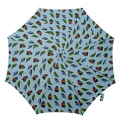 Blue Birds Parrot Pattern Hook Handle Umbrellas (large) by paulaoliveiradesign