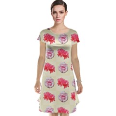Yellow Floral Roses Pattern Cap Sleeve Nightdress by paulaoliveiradesign