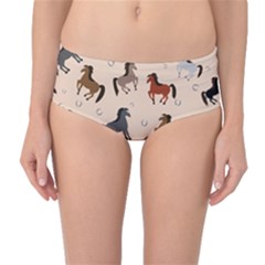 Horses For Courses Pattern Mid-waist Bikini Bottoms by BangZart