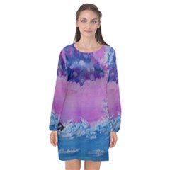 Rising To Touch You Long Sleeve Chiffon Shift Dress  by Dimkad
