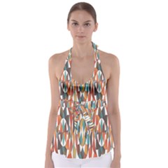 Colorful Geometric Abstract Babydoll Tankini Top by linceazul
