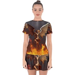 Angels Wings Curious Hell Heaven Drop Hem Mini Chiffon Dress by BangZart