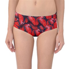 The Red Butterflies Sticking Together In The Nature Mid-waist Bikini Bottoms by BangZart