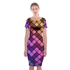 Abstract Small Block Pattern Classic Short Sleeve Midi Dress by BangZart