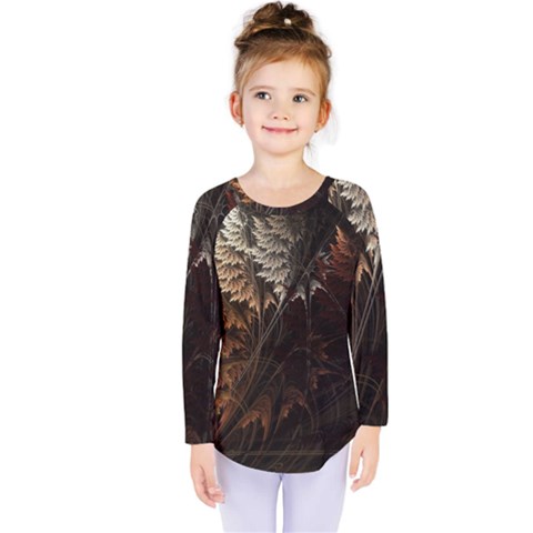 Fractalius Abstract Forests Fractal Fractals Kids  Long Sleeve Tee by BangZart