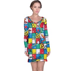Snakes And Ladders Long Sleeve Nightdress by BangZart