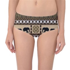 Elephant African Vector Pattern Mid-waist Bikini Bottoms by BangZart