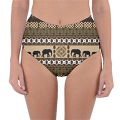 Elephant African Vector Pattern Reversible High-waist Bikini Bottoms by BangZart