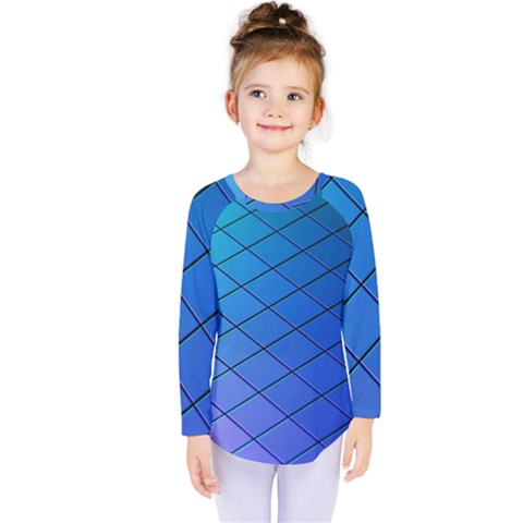 Blue Pattern Plain Cartoon Kids  Long Sleeve Tee by BangZart