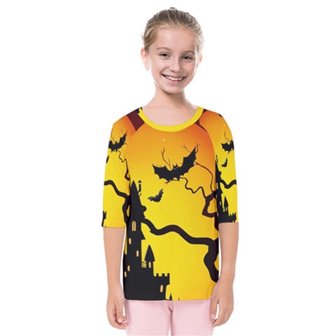 Halloween Night Terrors Kids  Quarter Sleeve Raglan Tee by BangZart