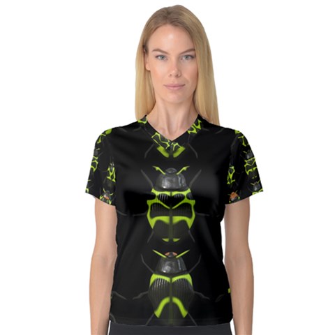 Beetles Insects Bugs V-neck Sport Mesh Tee by BangZart