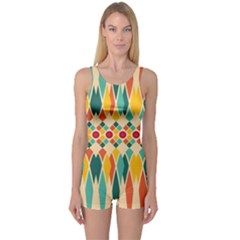 Festive Pattern One Piece Boyleg Swimsuit by linceazul