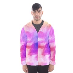 Colorful Abstract Pink And Purple Pattern Hooded Wind Breaker (men) by paulaoliveiradesign