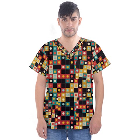 Colors On Black Men s V-neck Scrub Top by linceazul