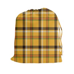 Yellow Fabric Plaided Texture Pattern Drawstring Pouches (xxl) by paulaoliveiradesign