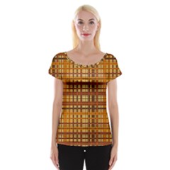 Plaid Pattern Cap Sleeve Tops by linceazul