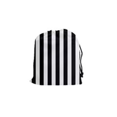 Black And White Stripes Drawstring Pouches (small)  by designworld65