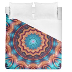 Blue Feather Mandala Duvet Cover (queen Size) by designworld65